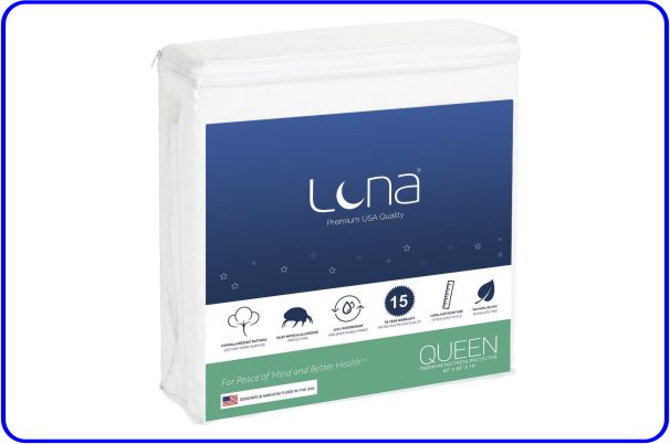 luna premium hypoallergenic waterproof mattress protector queen size